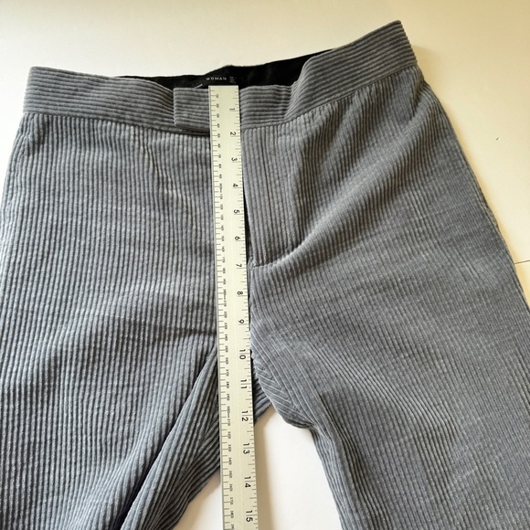 Zara Woman Pants Straight Leg Corduroy Trousers Slacks Blue Gray Zip Pockets S - Picture 10 of 15